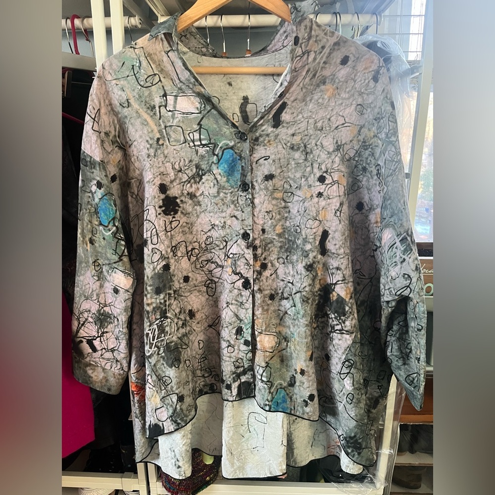 3potato Boutique Abstract Viscose Blouse Oversized